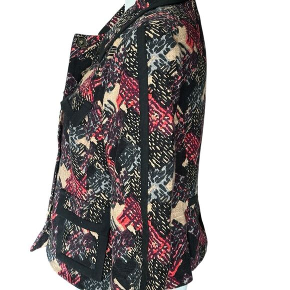 Trina Turk Crop Blazer Jacket Black Red Sz 10 - Picture 5 of 14